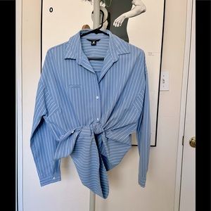 🦋🦋🦋Vintage oversized sky blue stripe shirt